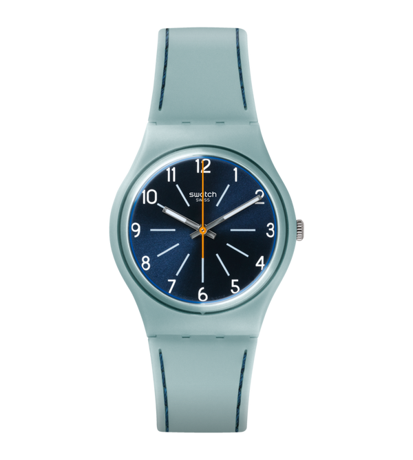 Reloj Swatch Blue Stitches de dama correa de piel - Reloj original en Guatemala