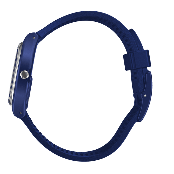 DE Reloj Swatch Pearlyblue Hombre Correa Caucho Azul - Vista lateral