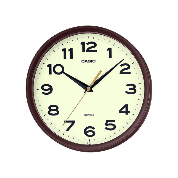 IQ-151 Reloj de Pared Casio Resina Marrón Fondo Crema - Reloj original en Guatemala