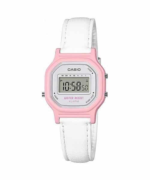 LA-11WL Reloj Casio Vintage Mujer Correa Cuero Rosa Blanco - Reloj original en Guatemala