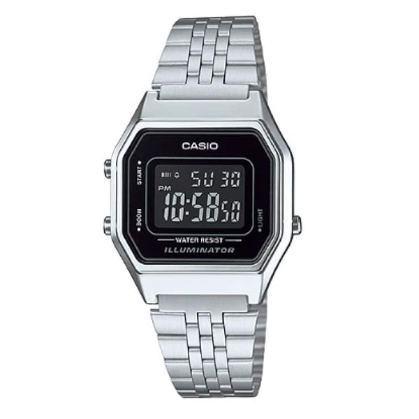 LA-680WA-1B Reloj Casio Unisex, Vintage Clásico Illuminator - Acero Inoxidable Plateado — original con garantía, La Relojería