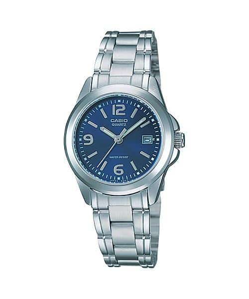 1215A Reloj Casio Mujer Correa de Acero Esfera Azul - Reloj original en Guatemala