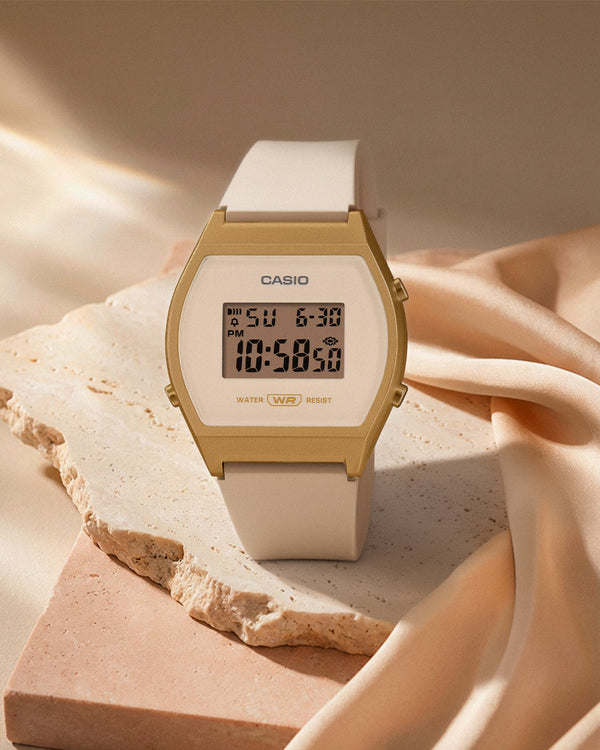 LW-204-9A Reloj Casio de dama correa de silicona - Resina Blanco