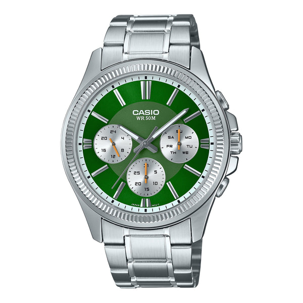MTP-1375D-3AV Reloj Casio Análogo para Caballero con Pulsera de Acero Inoxidable — original con garantía, La Relojería GT