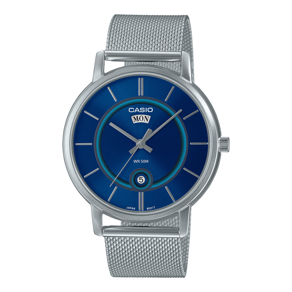 B120M Reloj Casio Hombre Malla de Acero Esfera Azul - Reloj original en Guatemala