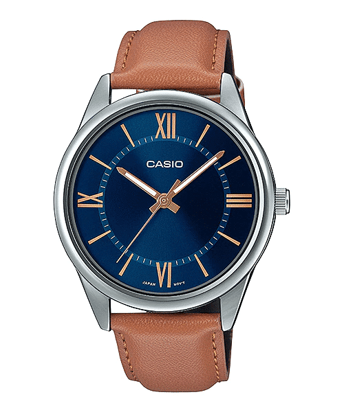 MTP-V005L-2B5 Reloj Casio para Hombre - Cuero Marrón