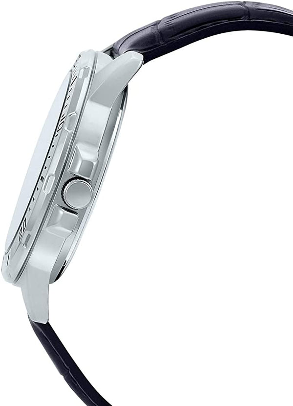 VD01L Reloj Casio Hombre Correa de Cuero Negro - Vista lateral