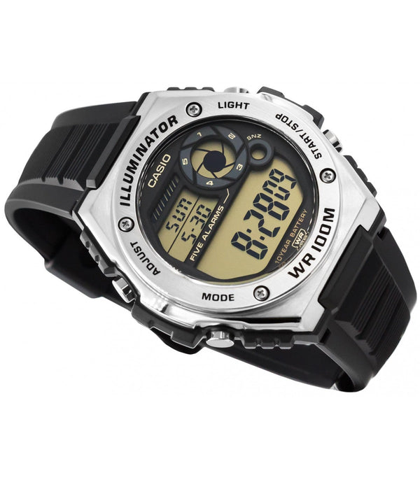 100H Reloj Casio Illuminator Hombre Correa Resina Negro - Vista lateral