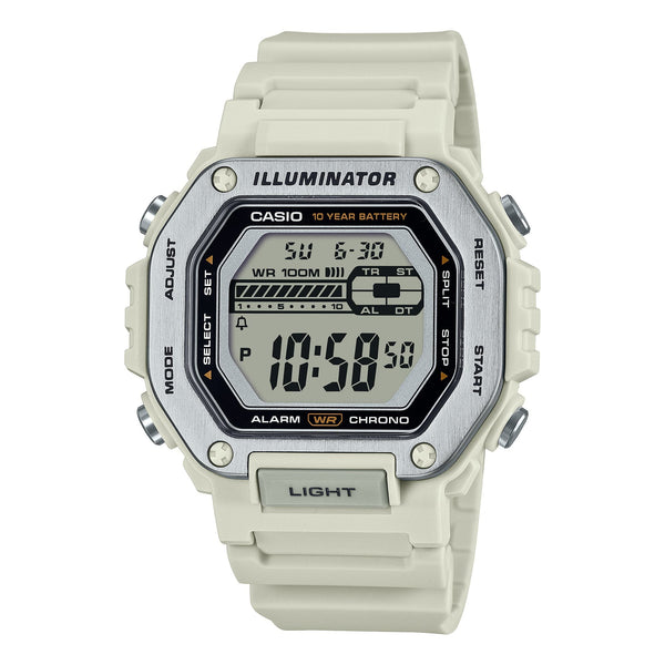 MWD-110H-8AV Reloj Casio Digital Illuminator para Caballero con Correa de Caucho y 10 Años de Batería 51 mm — original con ga