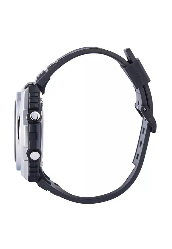 100-10-DE Reloj Casio World Time Hombre Correa Resina Negro - Vista lateral