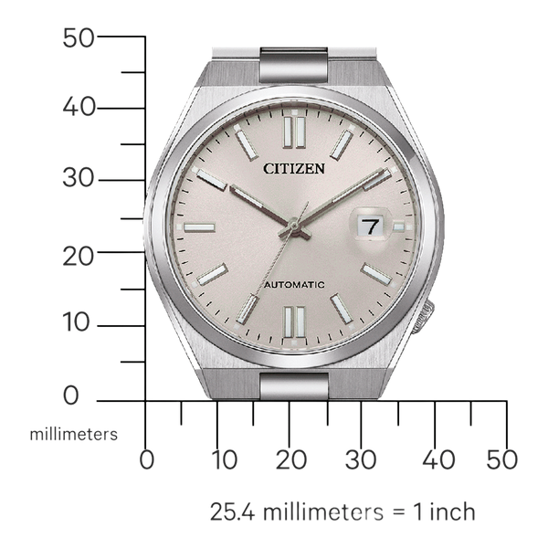 88W Reloj Citizen Tsuyosa Hombre Acero Esfera Amarilla - Vista lateral