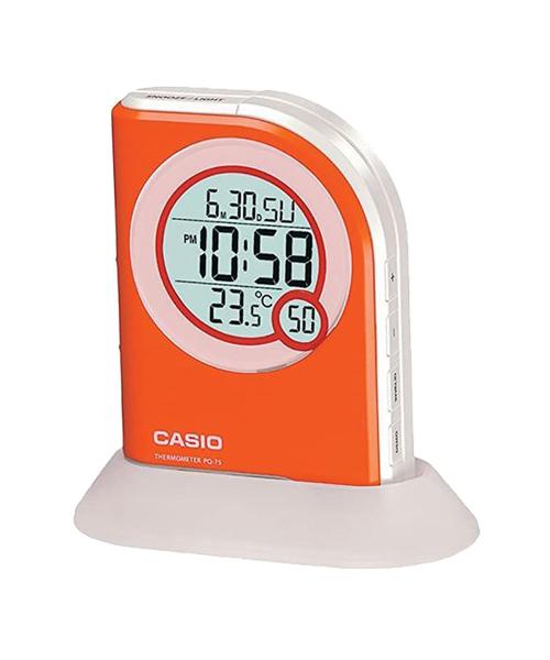 Reloj Despertador Casio PQ-75 Termómetro Digital Naranja - Reloj original en Guatemala