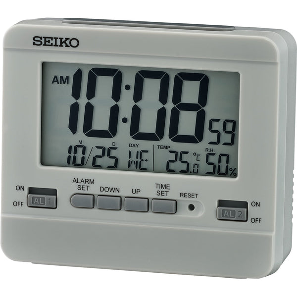 QHL086 Reloj Seiko Digital despertador LCD Estación Meteorológica con Termohigrómetro - Gris