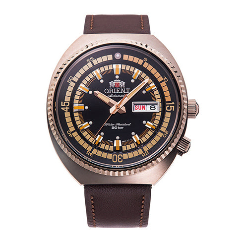 RA-AA0E06B Reloj Orient Sport Hombre Acero Bronceado Cuero