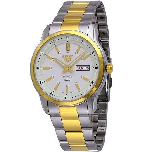 SNKP14K1-5 Reloj Seiko Automatic 5 Hombre Acero Bicolor Esfera Blanca