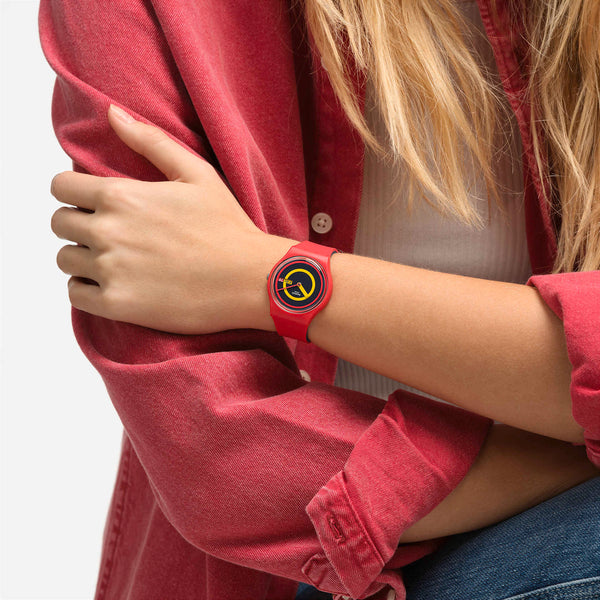 SO28R702 Reloj Swatch Concentric Red unisex banda de caucho - Resina Rojo