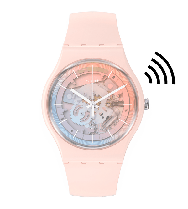 SO32P103-5300 Reloj Swatch Fleetingly Pink Pay! unisex pulsera de resina - Resina Rosa