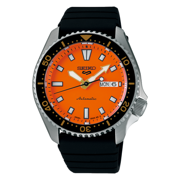 SRPL89K1 Reloj Seiko 5 Sports Hombre Correa Caucho Naranja