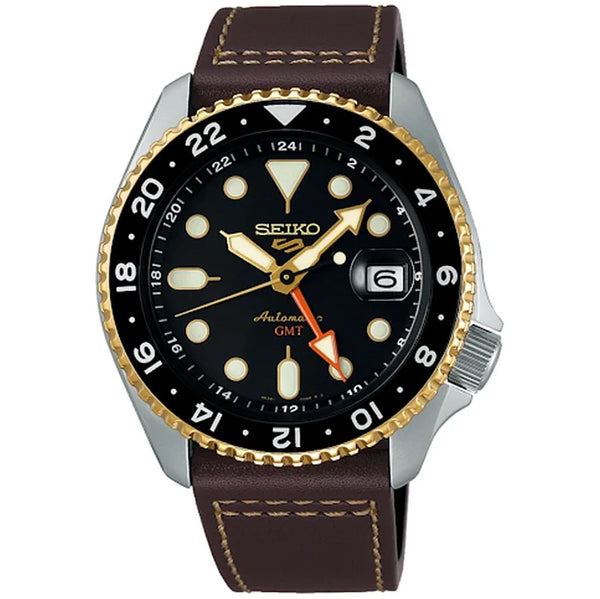 SSK036K1-5 Reloj Seiko 5 Sports 5 Hombre Piel Marrón Esfera Negra