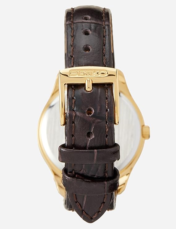 SUR478P1 Reloj Seiko Essentials Mujer Caja Dorada Correa Cuero Marrón