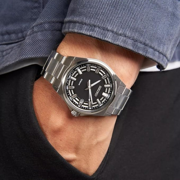 SUR505P1 Reloj Seiko Essentials Hombre Correa Acero Esfera Negra