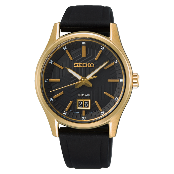 SUR560P1 Reloj Seiko Neo Classic Hombre Caja Dorada Correa Caucho Negra