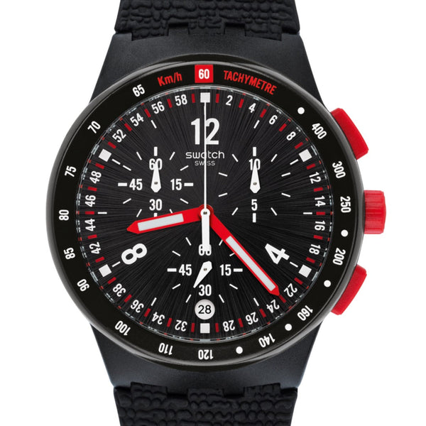 SUSB411 Reloj Swatch Stand Hall de hombre correa de tela - Tela Negro