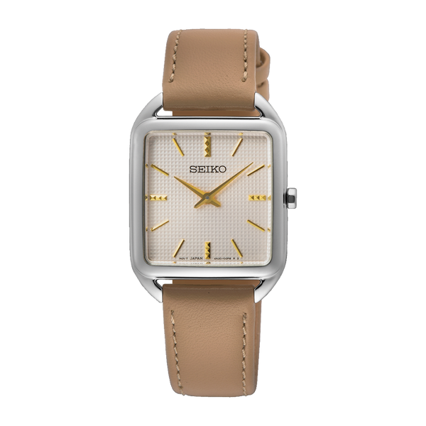SWR089P1 Reloj Seiko Essentials Mujer Acero Piel Beige