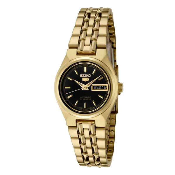 SYMA06K1 Reloj Seiko Automatic 5 Mujer Acero Dorado Esfera Negra
