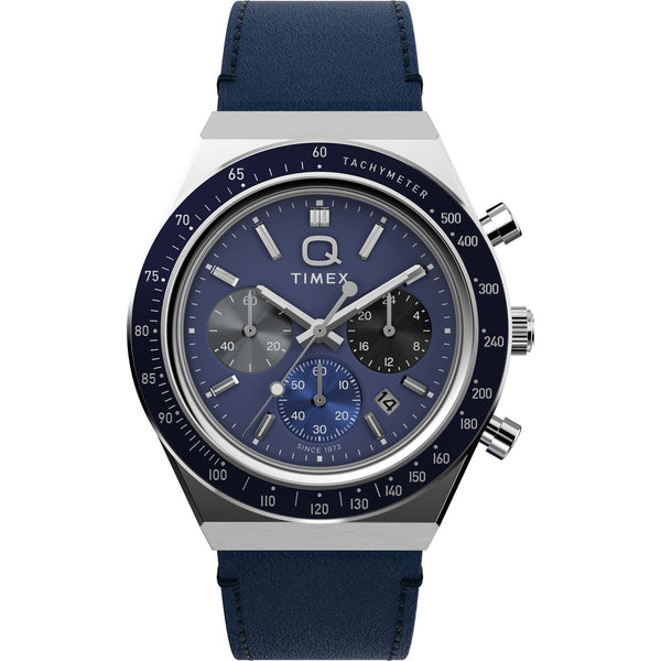 TW2Y36100 Reloj Timex Q de hombre correa de cuero - Cuero Azul