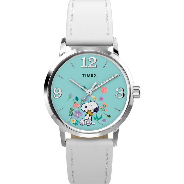 TW2Y68800 Reloj Timex Marlin Snoopy Mujer Cuero Blanco Aqua