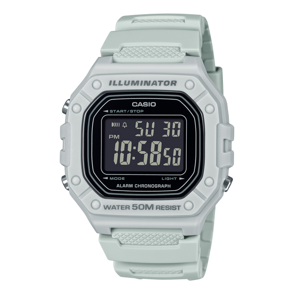 W-218H-8BV Reloj Casio Pulsera de Caucho para Hombre y Mujer Illuminator con Cronógrafo 44 mm — original con garantía, La Rel
