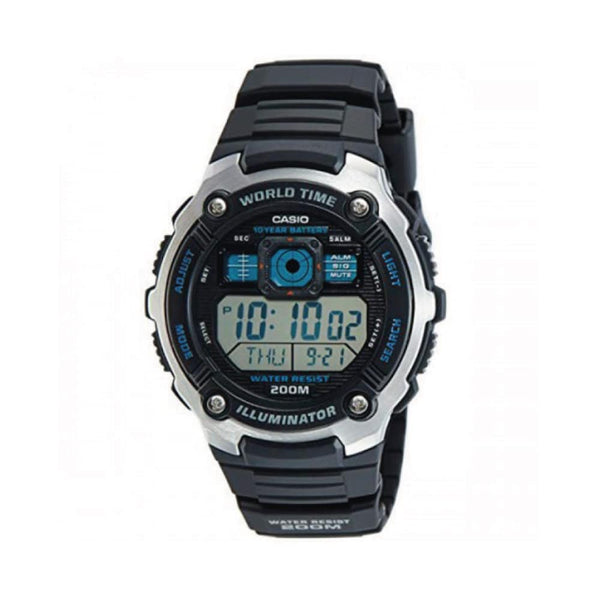 AE-2000W-1AV Reloj Casio para Hombre, Illuminator Hora Mundial 10 Años de Batería 52 mm — original con garantía, La Relojería