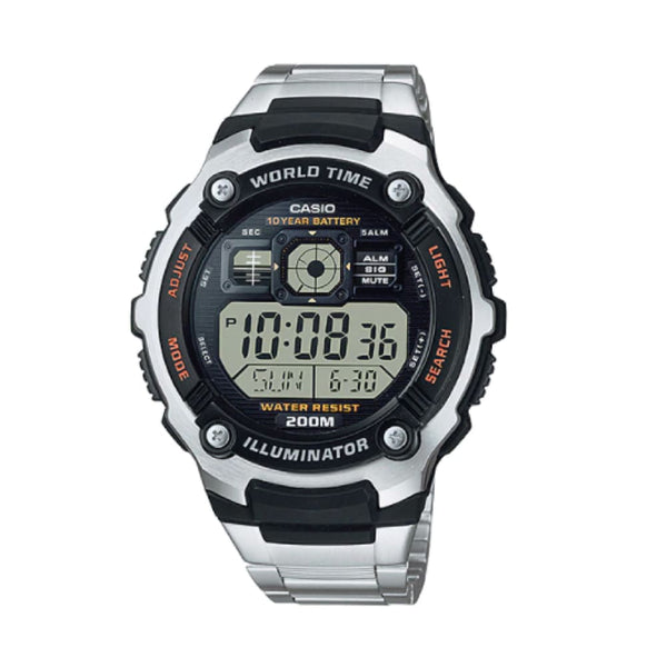 AE-2000WD-1AV Reloj Casio para Caballero, Illuminator Hora Mundial 10 Años de Batería - Reloj original en Guatemala