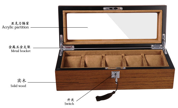 Caja Tancy para 5 Relojes TC-015 de Madera