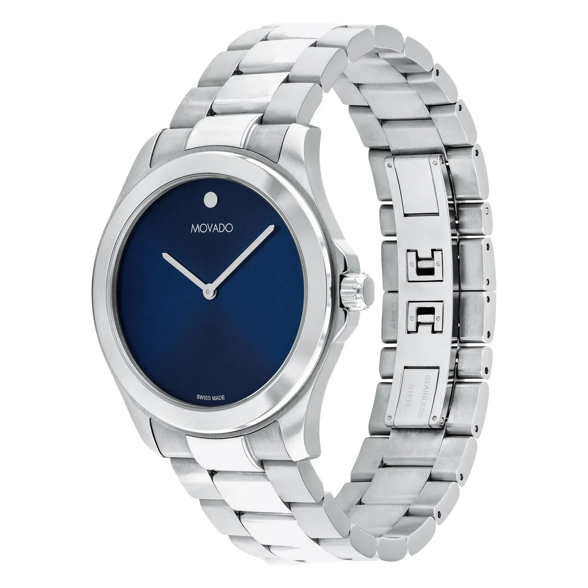 0607718 Reloj Movado Challenger de hombre pulsera de metal plateado
