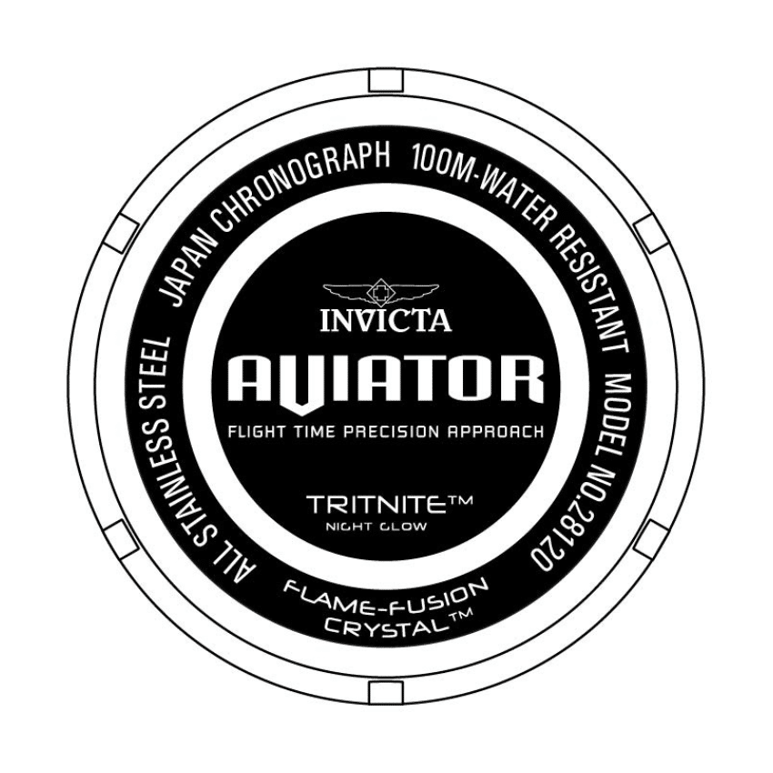 Reloj Invicta Aviator Hombre Acero Bicolor Plata - Detalle de esfera