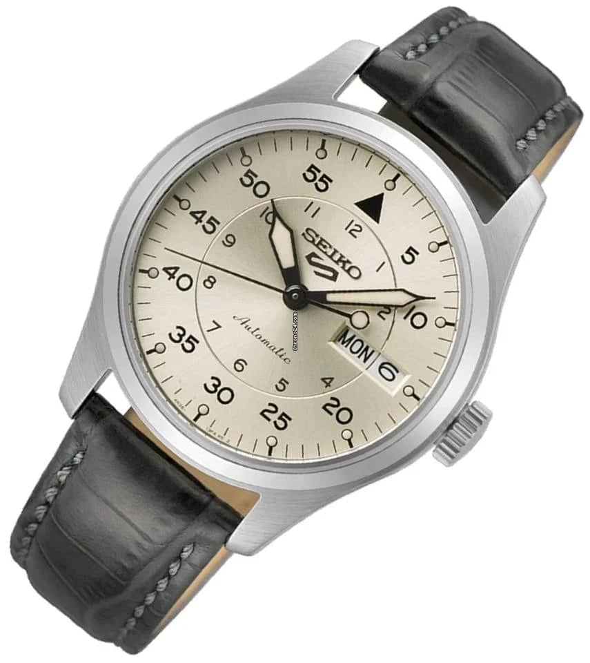 SRPJ87K1 Reloj Seiko Serie 5 Hombre Cuero Negro Esfera