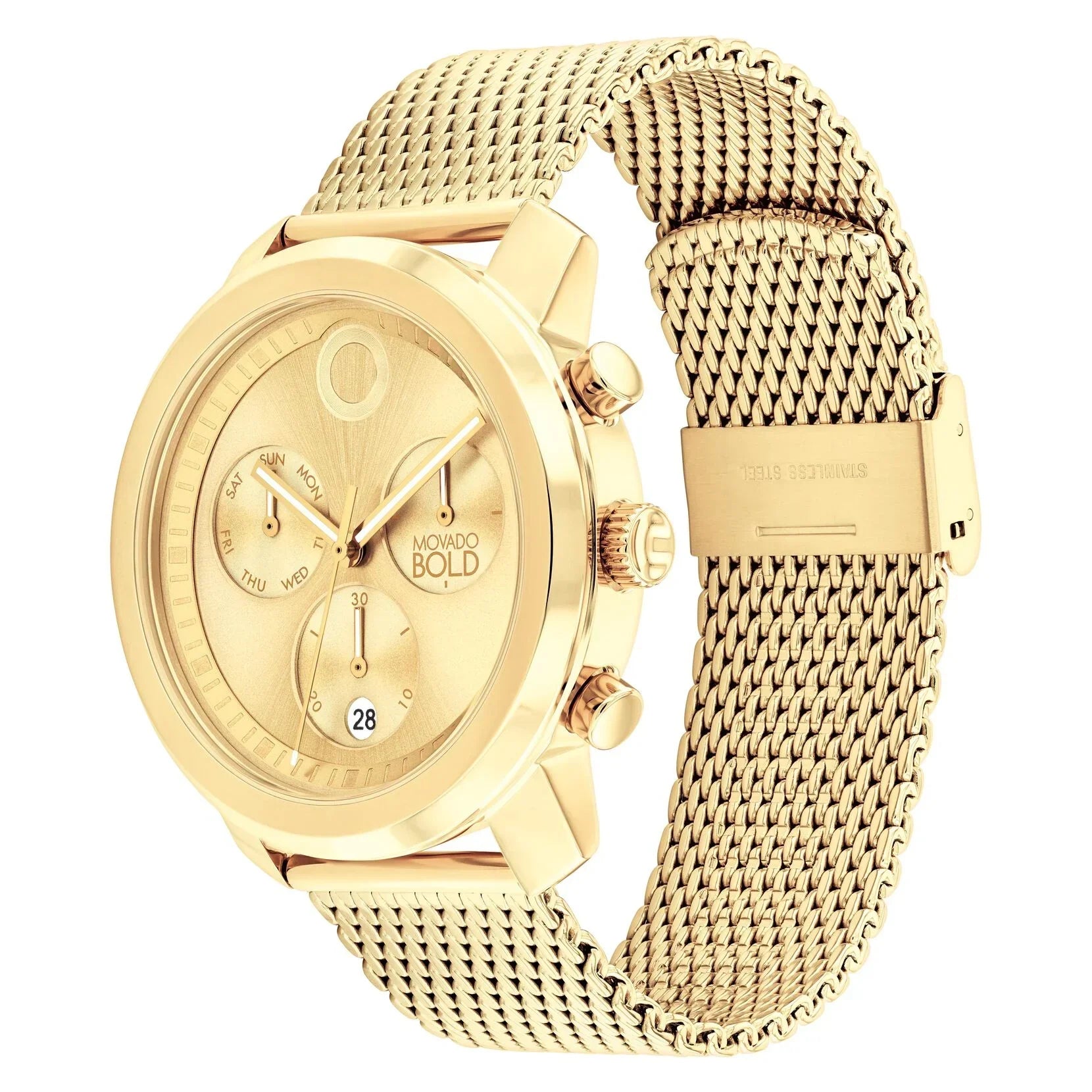 3601046 Reloj Movado Bold Hombre Correa Malla Acero Dorado