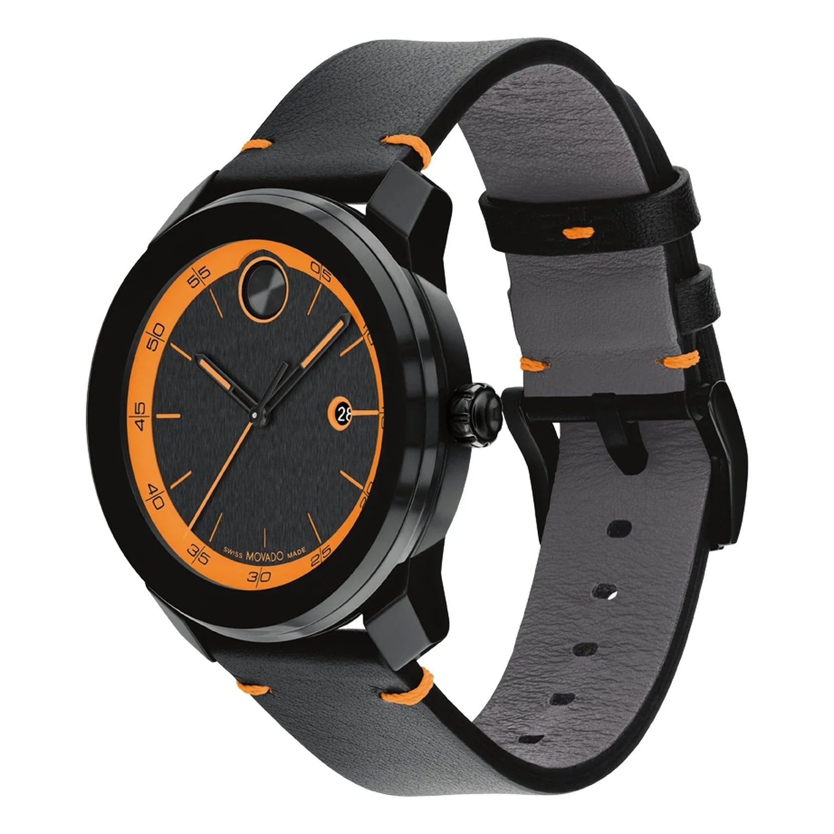 3601113 Reloj Movado Bold Hombre Correa Cuero Negro