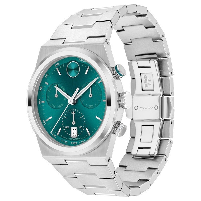 Movado Bold Quest 3601200 – Reloj cronógrafo para hombre, carátula verde de 42 mm - Plateado