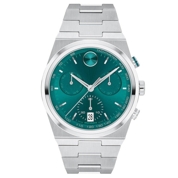 Movado Bold Quest 3601200 – Reloj cronógrafo para hombre, carátula verde de 42 mm - Plateado