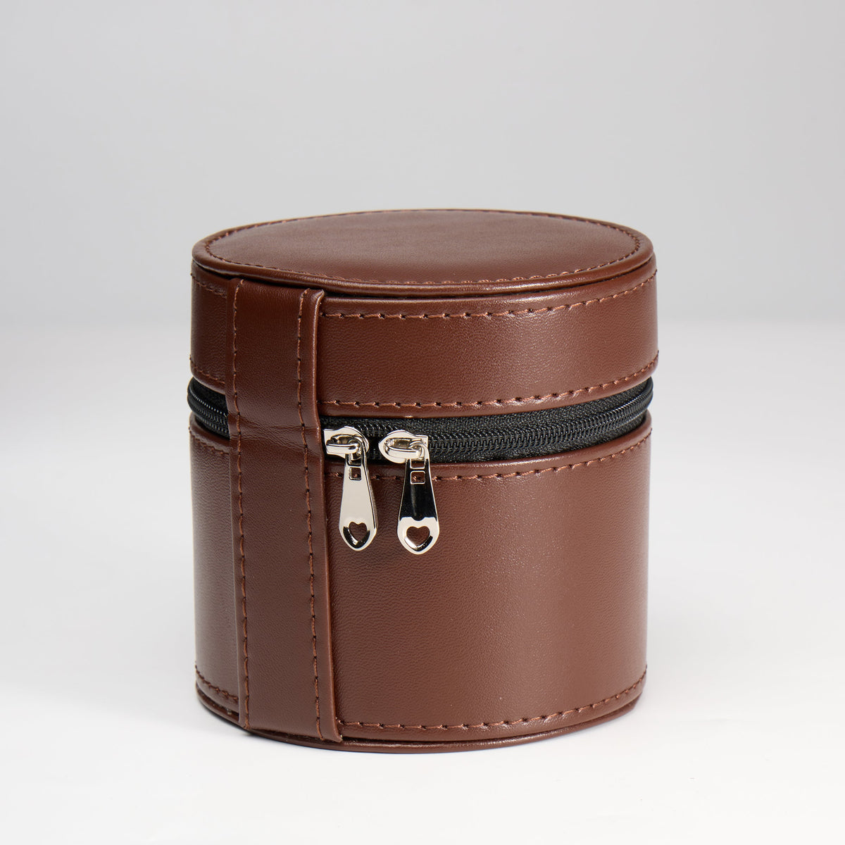 TC-008 Caja para un reloj Tancy redonda con zipper - Cafe