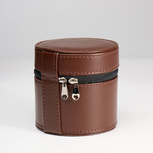 TC-008 Caja para un reloj Tancy redonda con zipper - Cafe