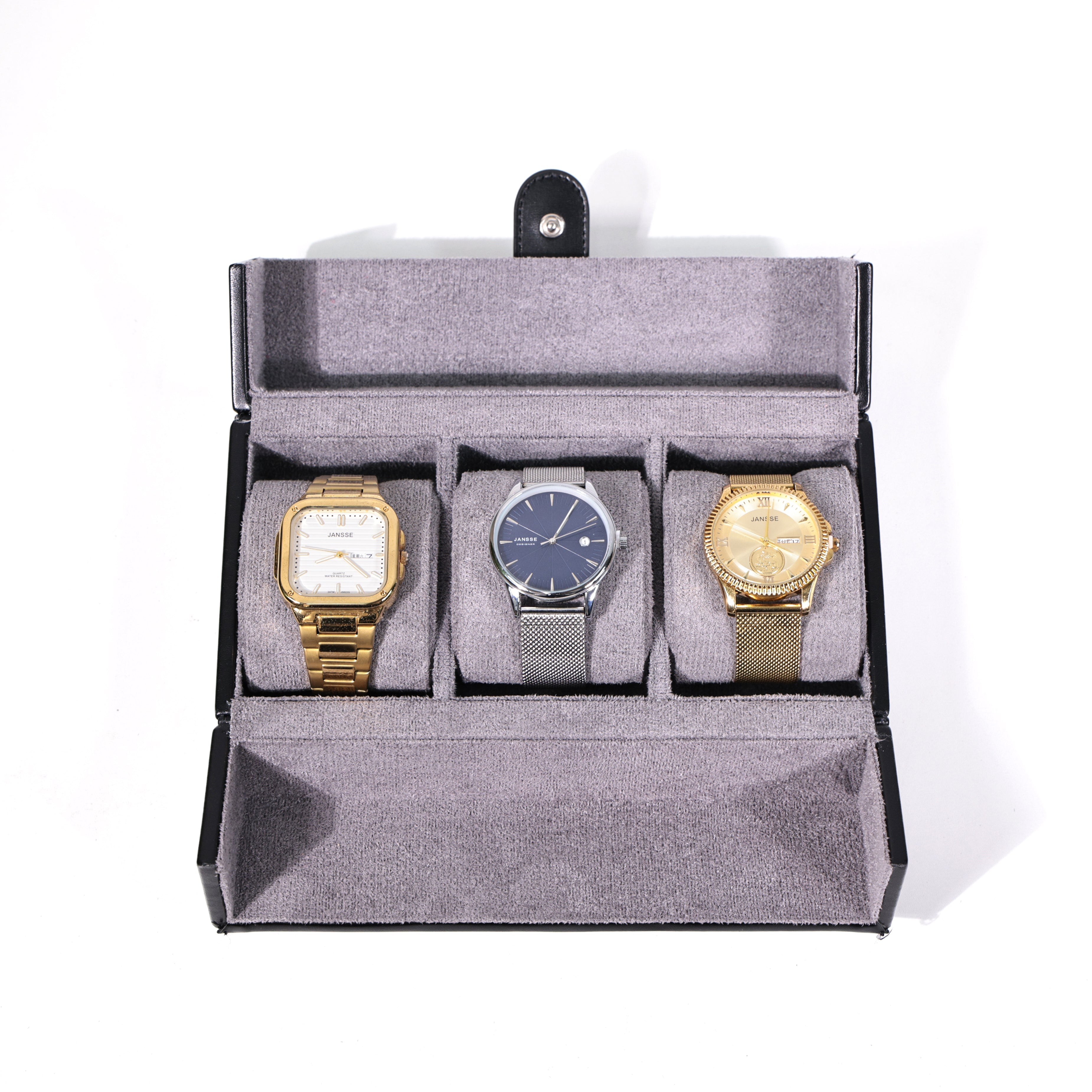 Estuche Tancy TC-029 para 3 Relojes Cuero Negro