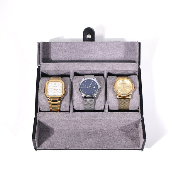 Estuche Tancy TC-029 para 3 Relojes Cuero Negro