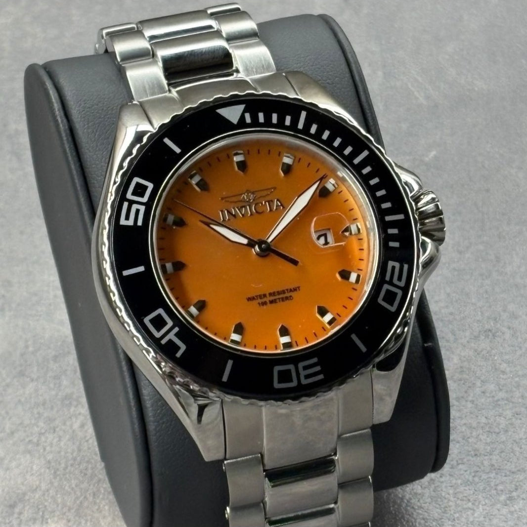 Reloj Invicta Pro Diver Hombre Acero Nácar Naranja - Detalle de esfera