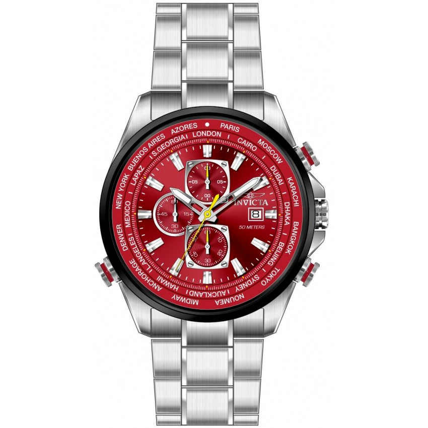 Reloj Invicta Aviator de hombre banda de metal 50 mm - Rojo - 50500