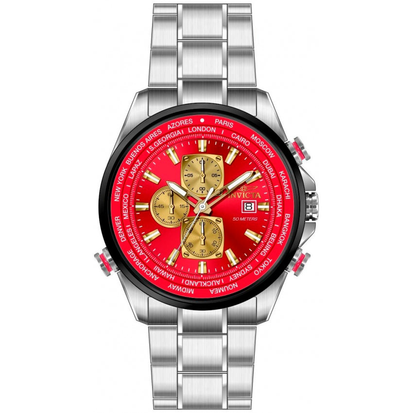 Reloj Invicta Aviator de hombre banda de metal 50 mm - Rojo - 50502