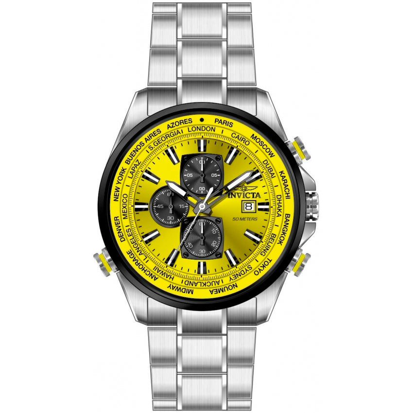 Reloj Invicta Aviator de hombre banda de metal 50 mm - Amarillo - 50503